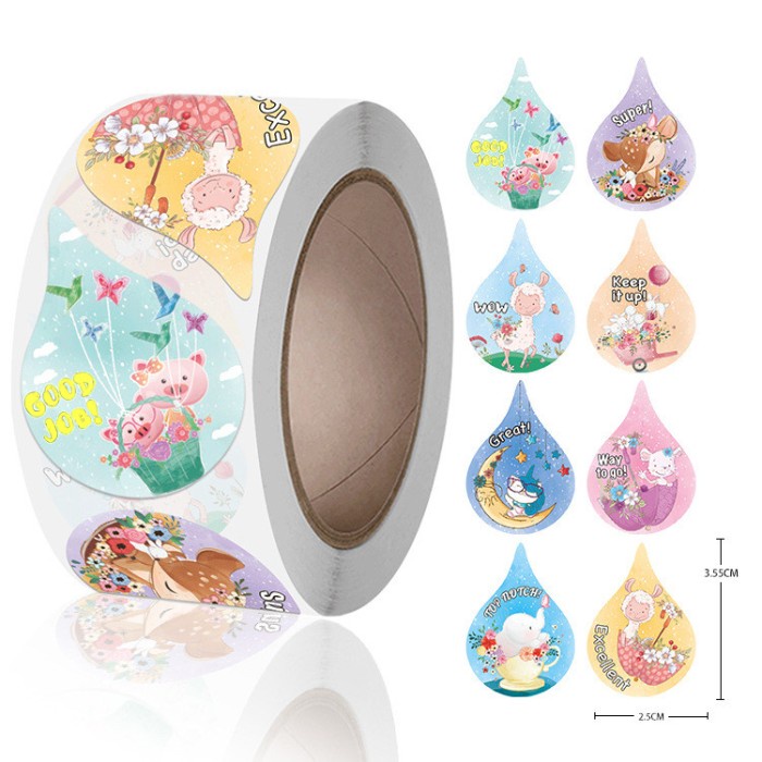 

Label Sticker Motivasi Reward Anak-anak 8 Motif Stiker Hewan Kartun Lucu 2,5 x 3,5 cm (500 pcs/ Roll)