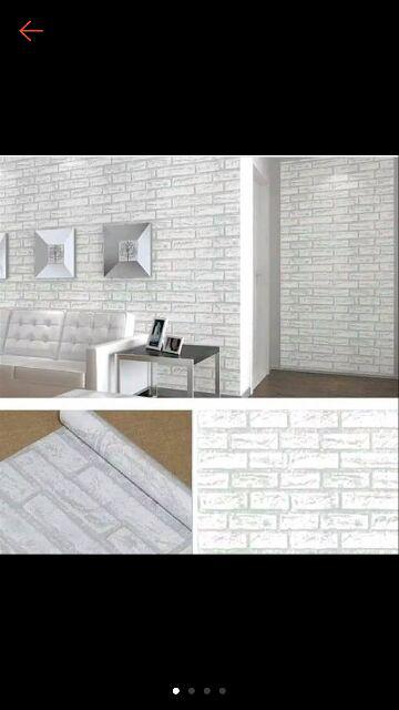 Wallpaper Stiker Dinding Bata Putih 10m X 45cm