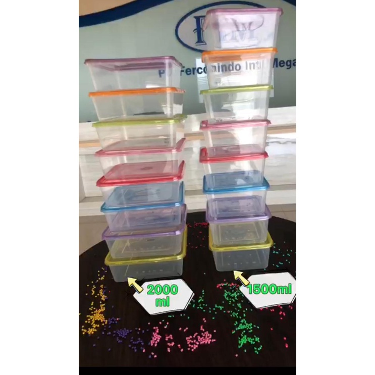 THINWALL 2000 ML SQUARE + TUTUP WARNA CLEAR MEREK ENVI PREMIUM HARGA 25 PCS