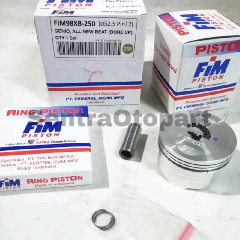 Piston seher kit bore up beat fi led genio tipe xb oversize 250 fim