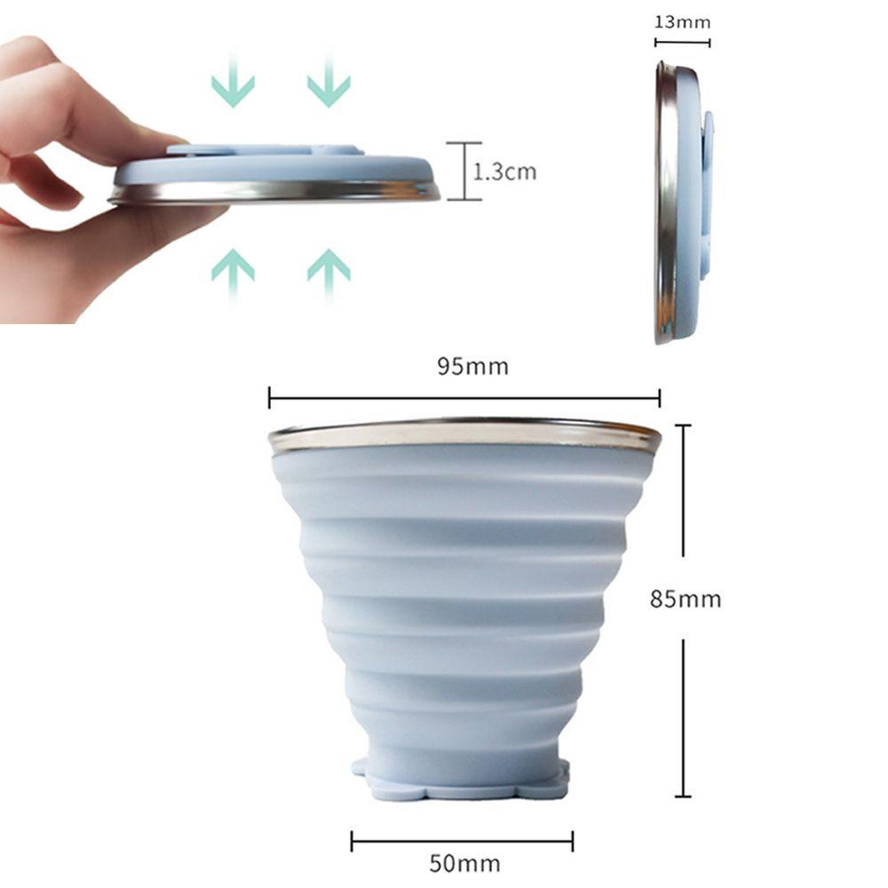 TOP Gelas Lipat Silikon Outdoor Travel Retractable Stainless Steel Water Cups