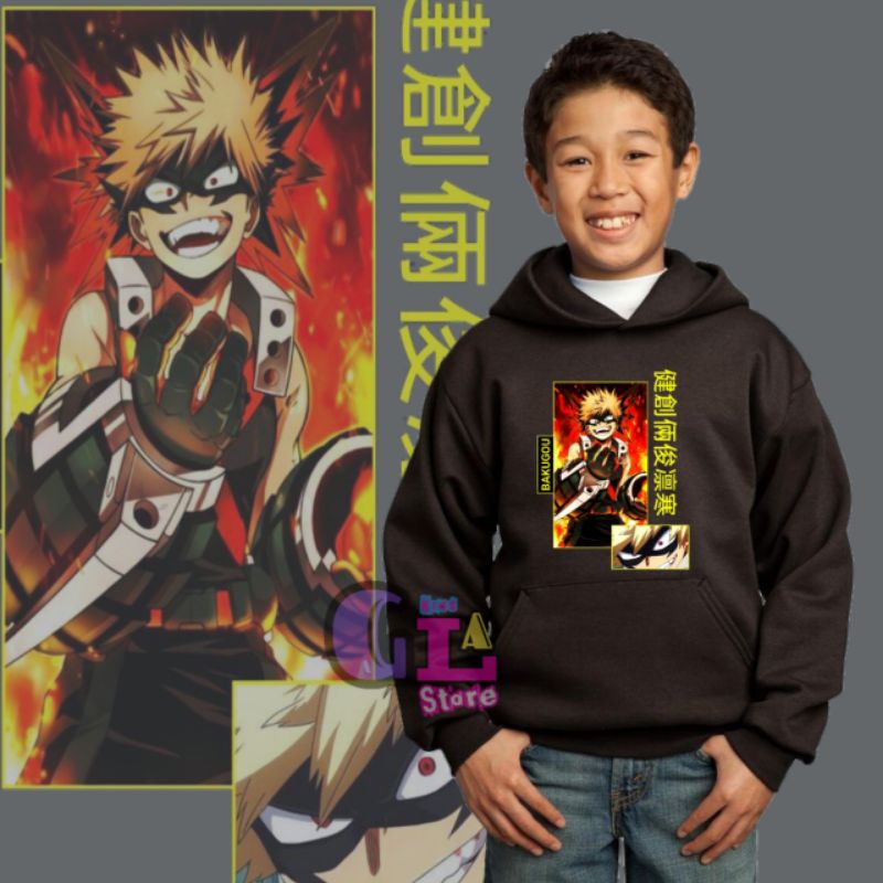 jaket sweater hoodie anak anime bakugou my hero academia | hoodie anime my hero academia | hoodie an