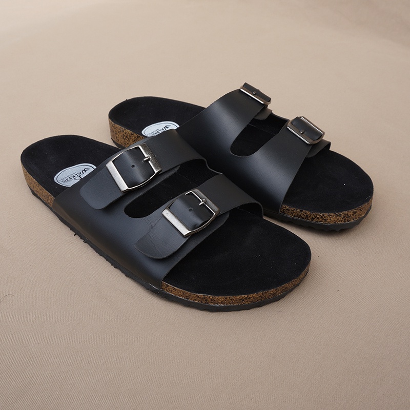 Sandal Pria Walkers Gesper Full Black Casual Gaya Trendy Murah Terlaris