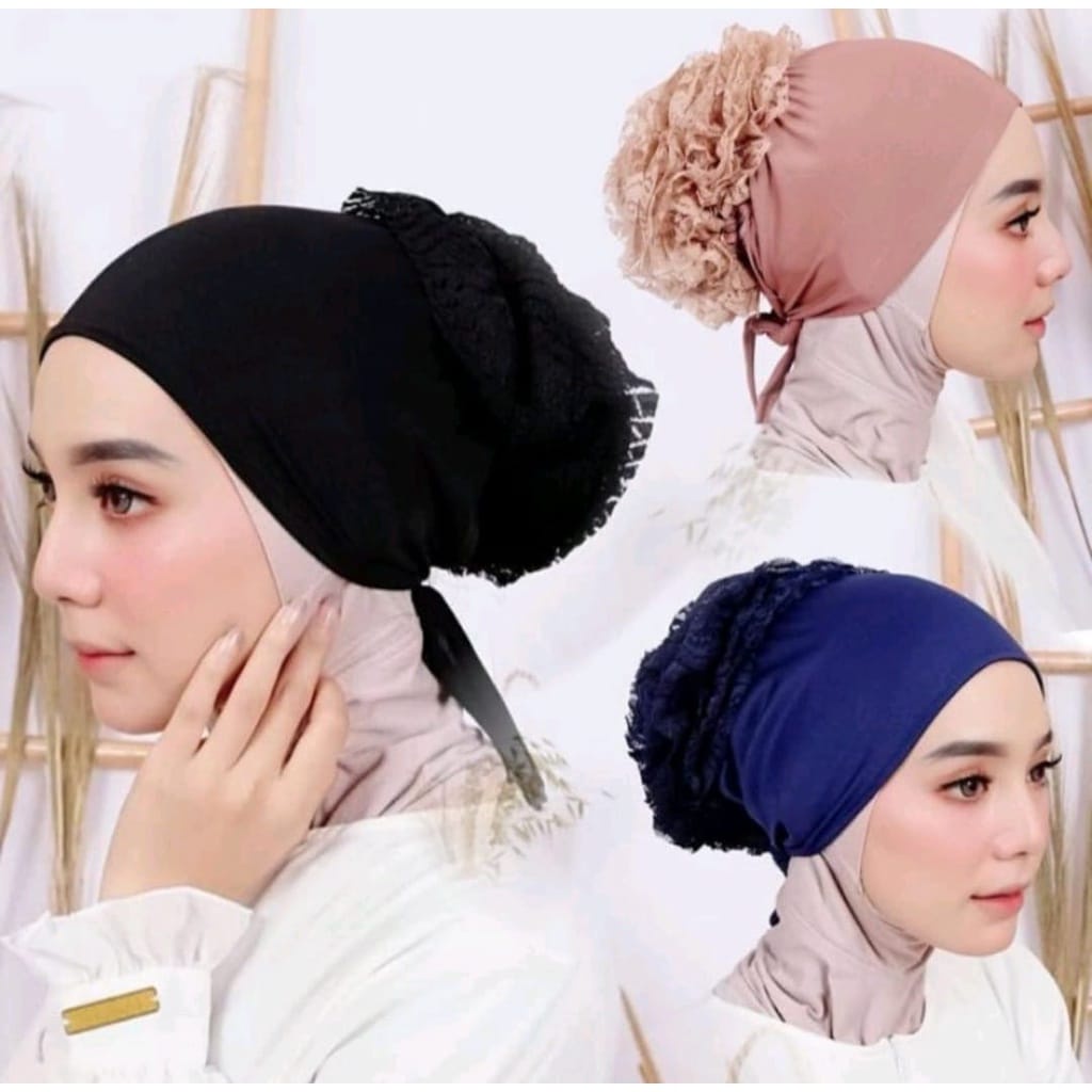 ( COD ) Inner Ciput Turki Cepol Renda Brukat Premium / Daleman Kerudung Ciput / INNER TURKI TALI / C