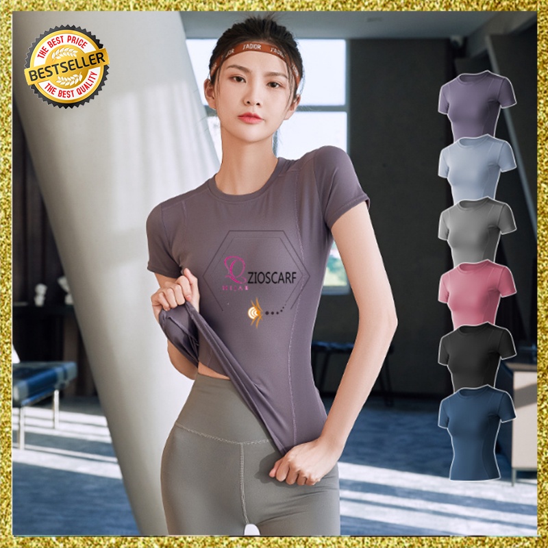 Baju Sport Olahraga Kaos T-SHIRT Wanita Lengan Pendek Untuk Gym Fitnes Zumba Running Yoga LG-MTDX