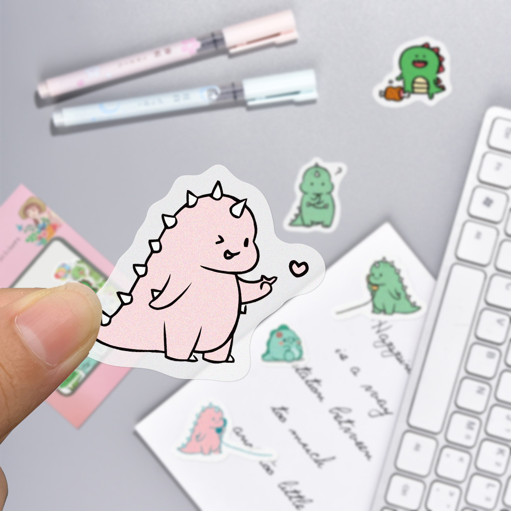 40 unique cartoon little dinosaur hand account stickers diy decoration atlas diary hand account book and paper stickers