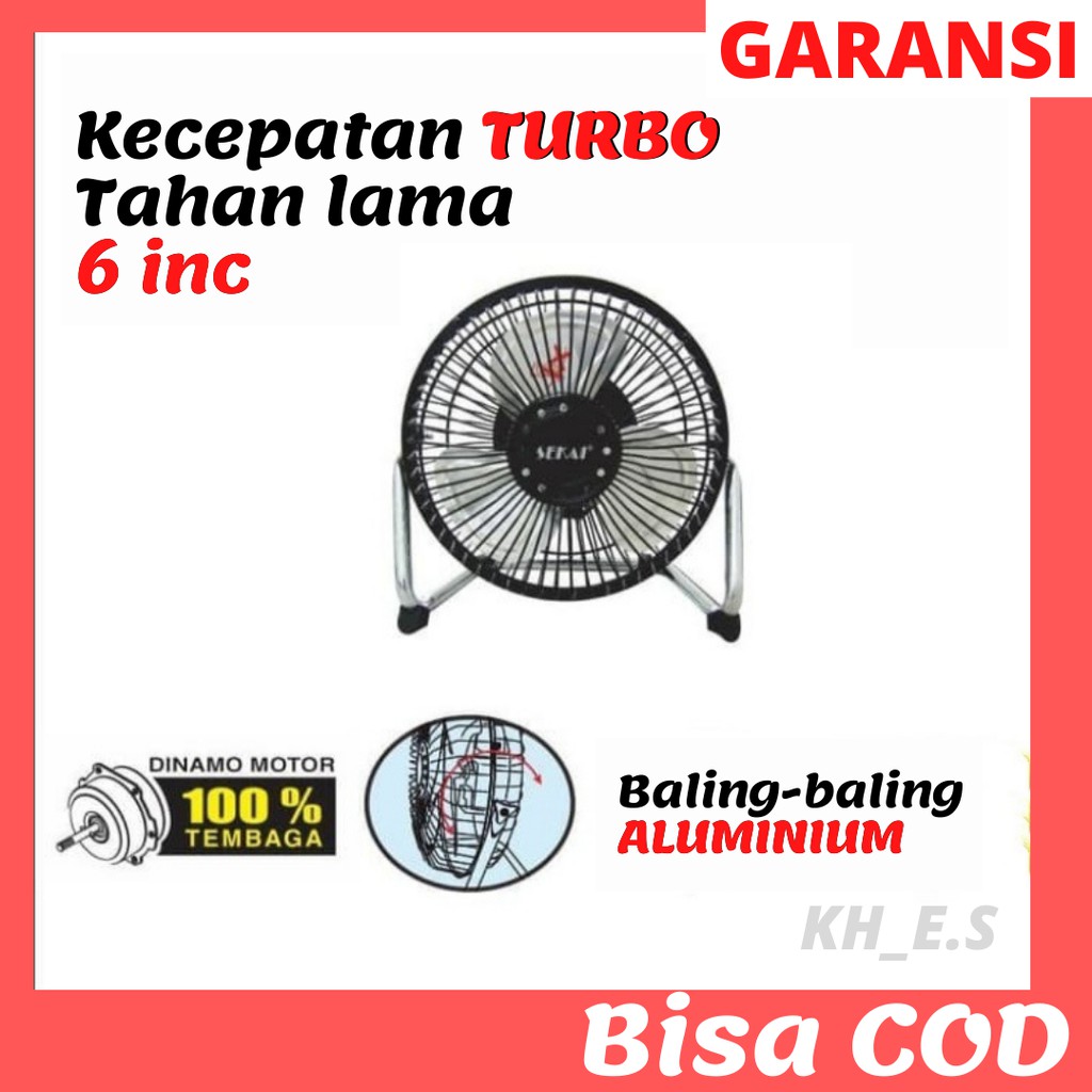 Kipas angin Meja Duduk Sekai Besi Aluminium Turbo Tornado Mini Kecil Murah