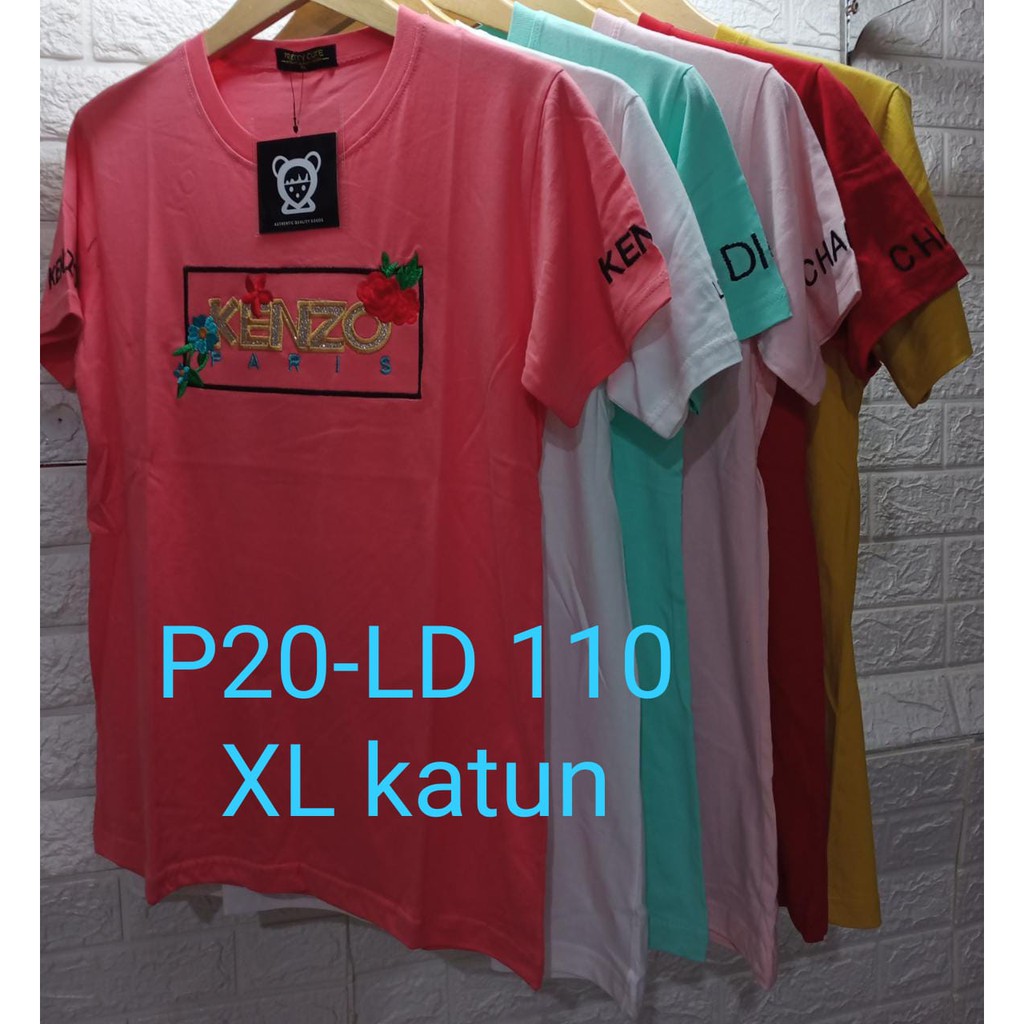 TERMURAH KAOS PENDEK JUMBO KATUN FULL BORDIR LD 110 &amp; 120 CM / BAJU PENDEK IMPORT