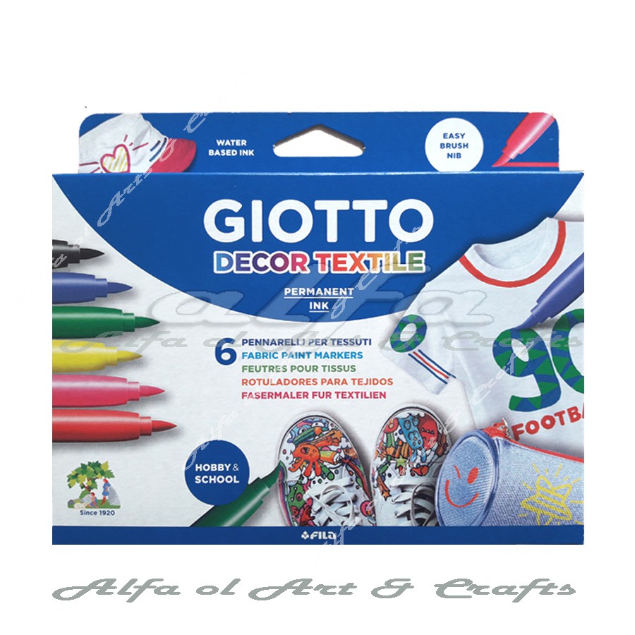 

GIOTTO Decor Textile 6 Colours - Paint Markers - Spidol Kain 6 Warna