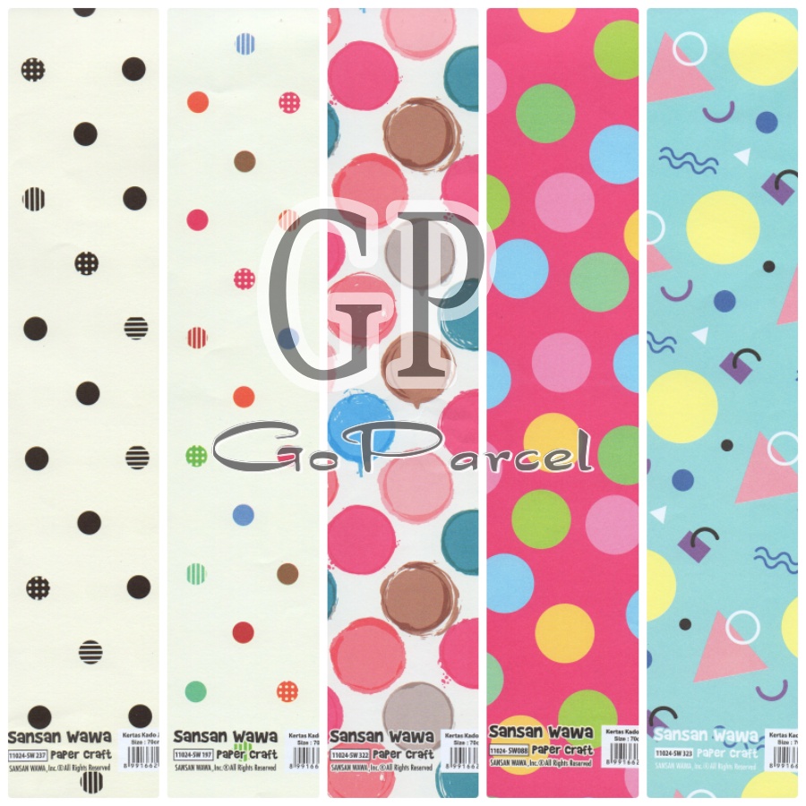 ( 5 Lembar ) JUMBO POLKADOT SANWA - KERTAS KADO DOTS - GIFT WRAP PAPER SANSAN WAWA ONDE KOTAK KECIL MINI