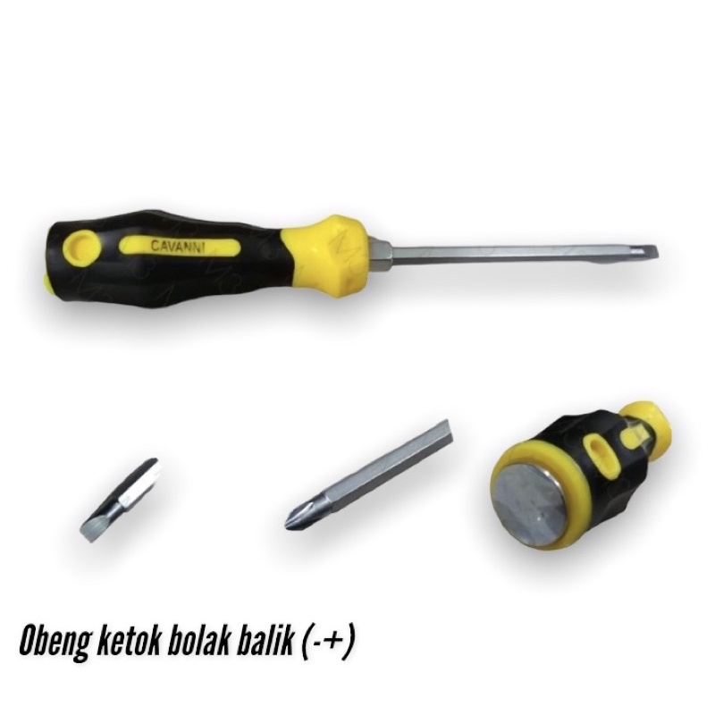 Obeng getok plus minus magnet bolak balik 5” Cavani