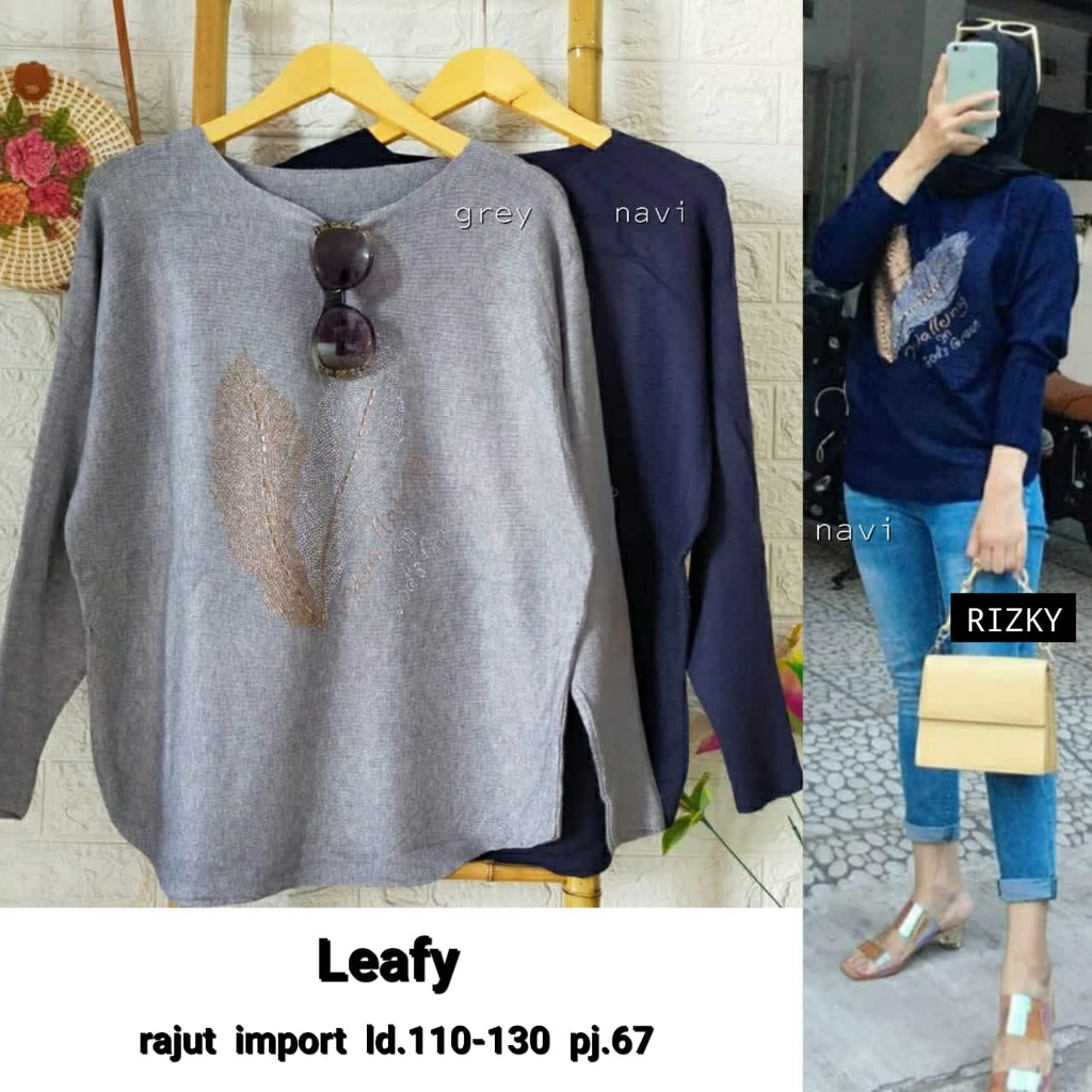 [GROSIR] LEAFY BLOUSE BAHAN RAJUT IMPORT ORI BY RIZKY