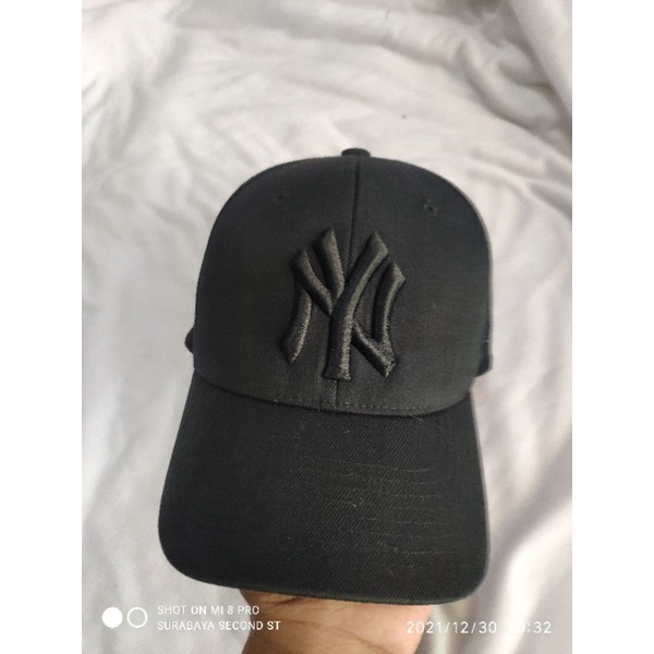 Topi MLB NY Original  Full Hitam kondisi Like new