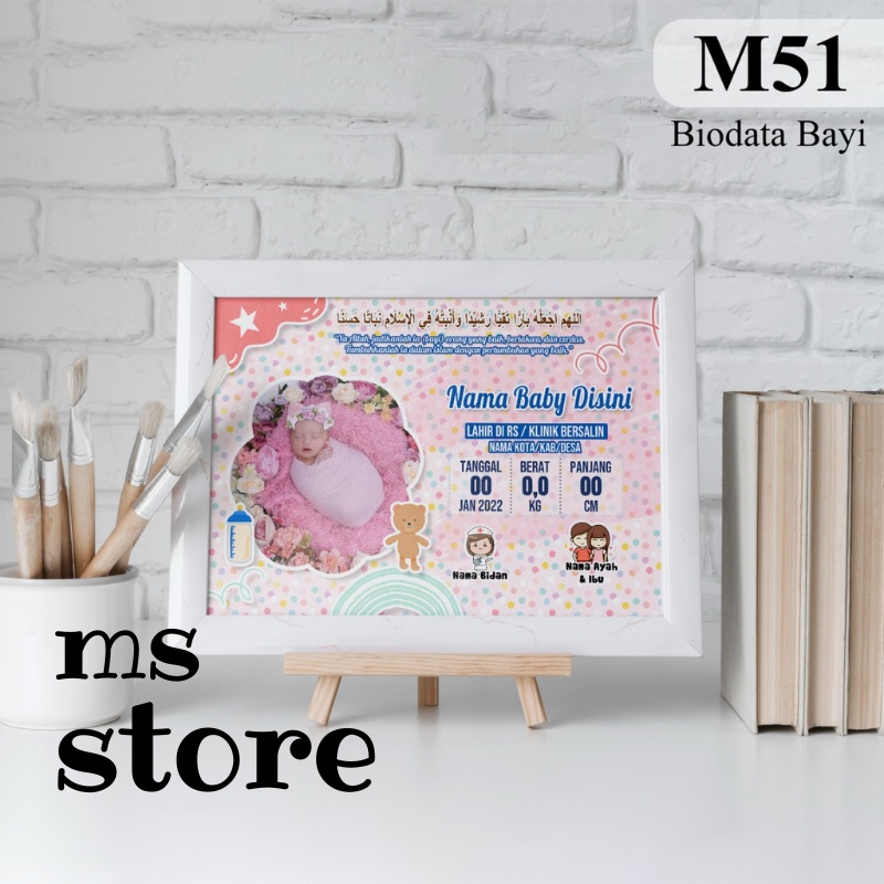 Cetak foto biodata bayi ukuran 10 r 20x25 desain unik