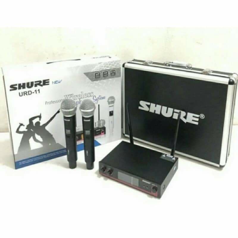 MIC SHURE URD11/URD 11 FREE KOPER MICROPHONE WIRELESS 2 MIC PEGANG