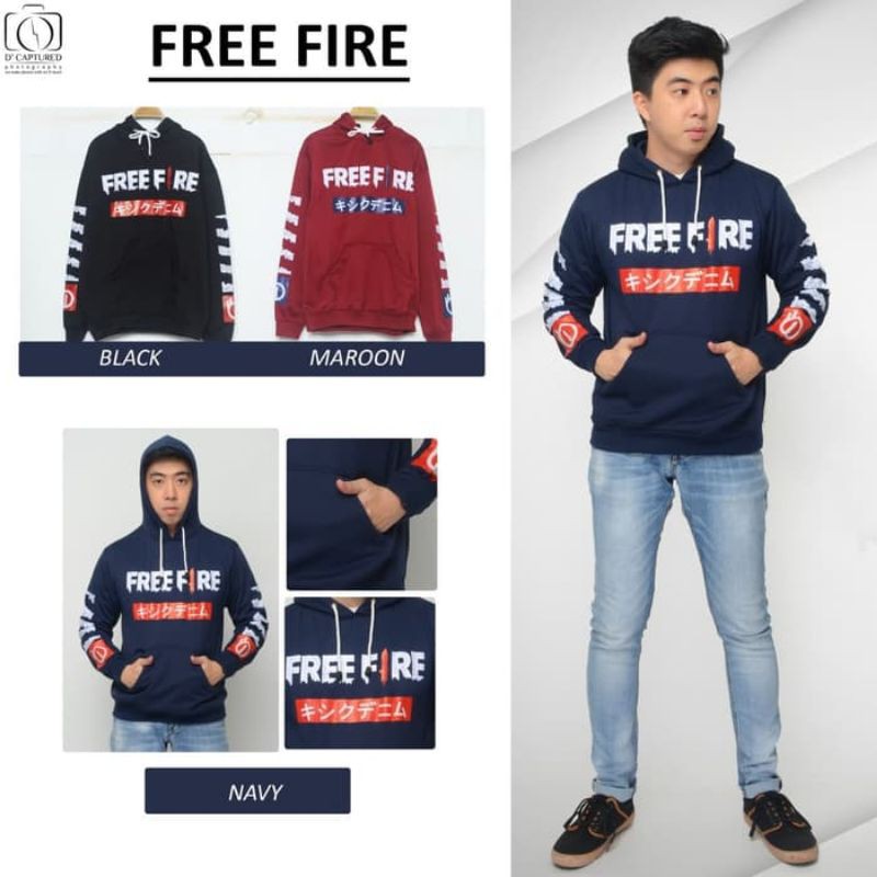 Sweater Hoodie Free fire Dewasa Bahan Fleece