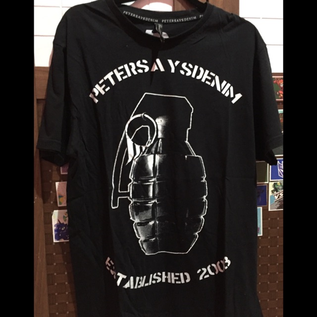 Kaos hitam pria peter says denim preloved