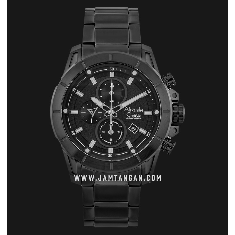 Alexandre Christie AC 6522 MC BIPBA Chronograph Men Black Dial Black Stainless Steel Strap
