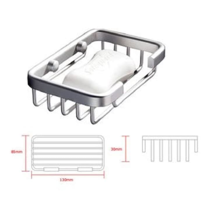Rak Sabun Dinding Aluminium - Tunggal - Untuk Sabun Batang