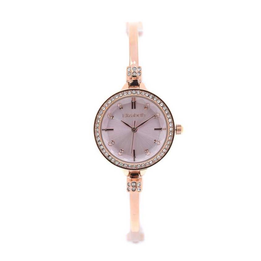 [ROSE-PINK] JAM TANGAN WANITA MODEL SERUT MERK ELIZABETH