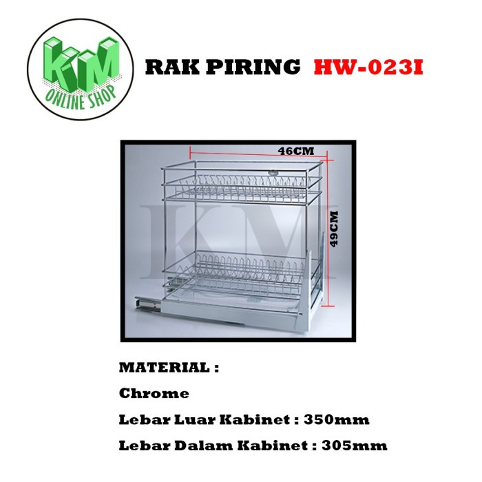 Rak Botol - Rak Piring Botol Kitchen Set Bawah Tingkat 2 Hw 023 I Chrome Stainless
