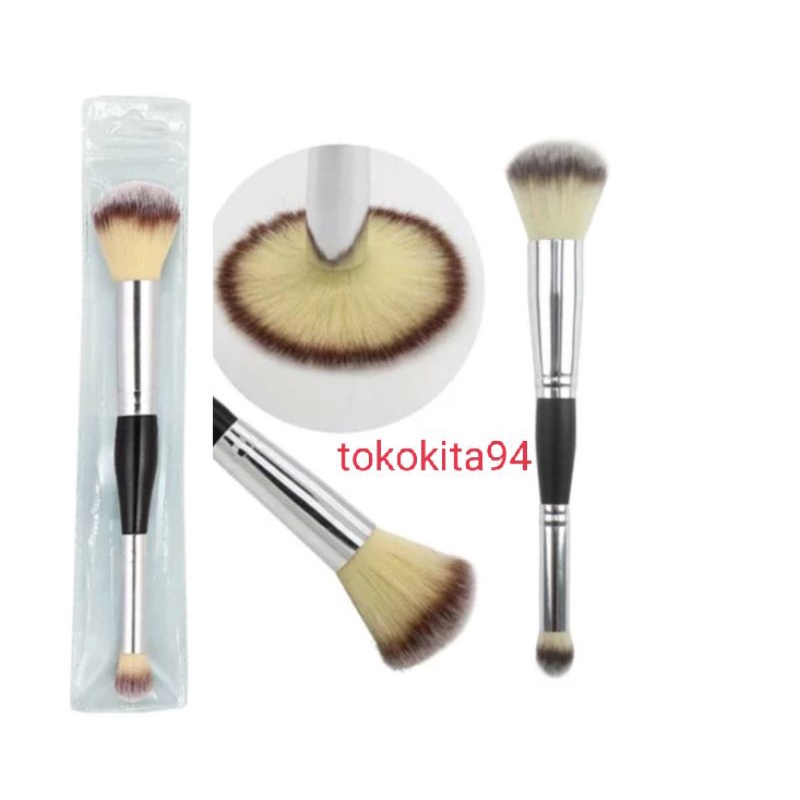 Kuas Blending Blush 2 in 1 Brush Make Up List Hitam 1 Pcs - Brush Beauty