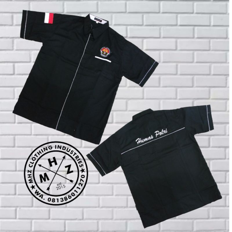 Kemeja baju Humas Polri Bordir