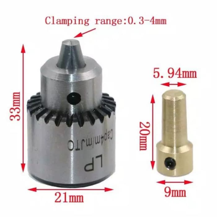 Kepala bor Chuck Drill Chuck dan Kunci Chuck untuk Bor Micro ukuran 0.3-4mm