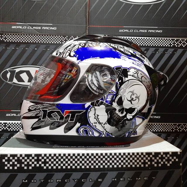 HELM KYT RC7 MOTIF #13 WHITE/BLACK/BLUE