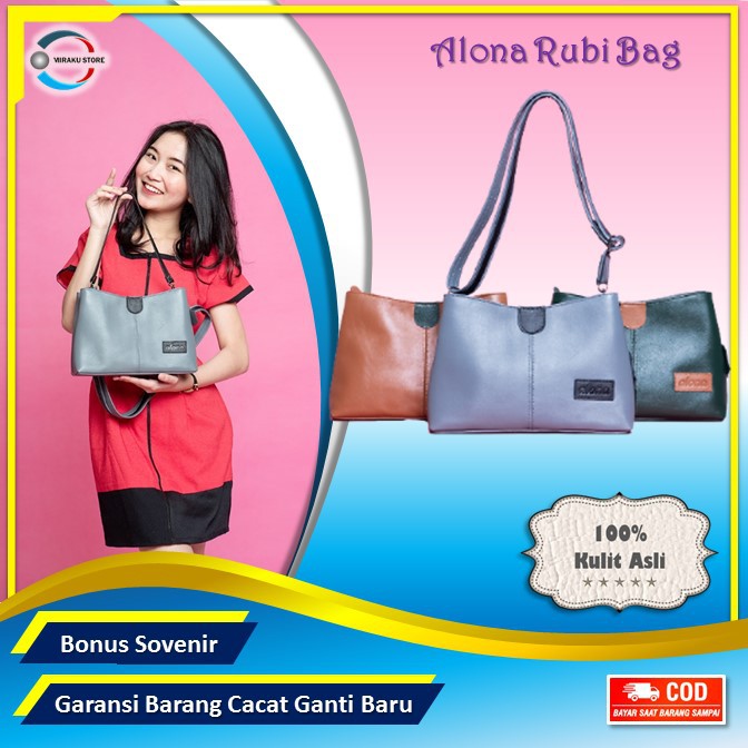 Tas Selempang Slingbag Jinjing Wanita Kulit Asli Original Ruby Bag Premium Keren Kekinian Vintage