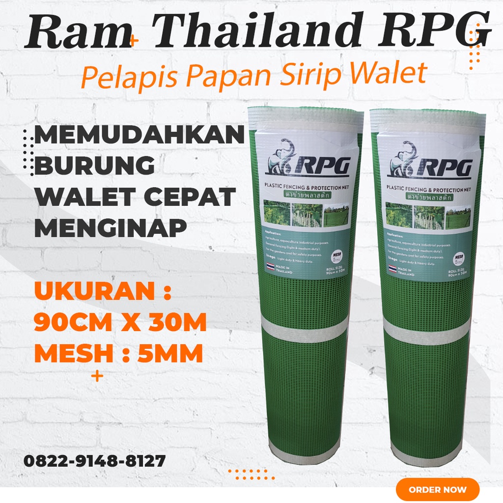 Ram jaring plastik pvc ram thailand hijau 90cm x 30m