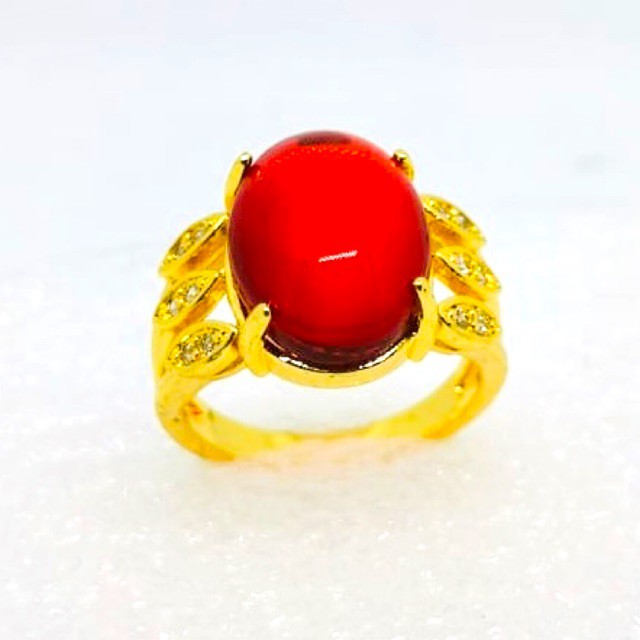 Cincin batu merah cincin wanita cincin lapis emas perhiasan fasion cincin