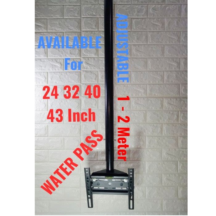 BRACKET TV PLAFON GANTUNG 43 40 32 29 INCH WATER PASS 2 METER