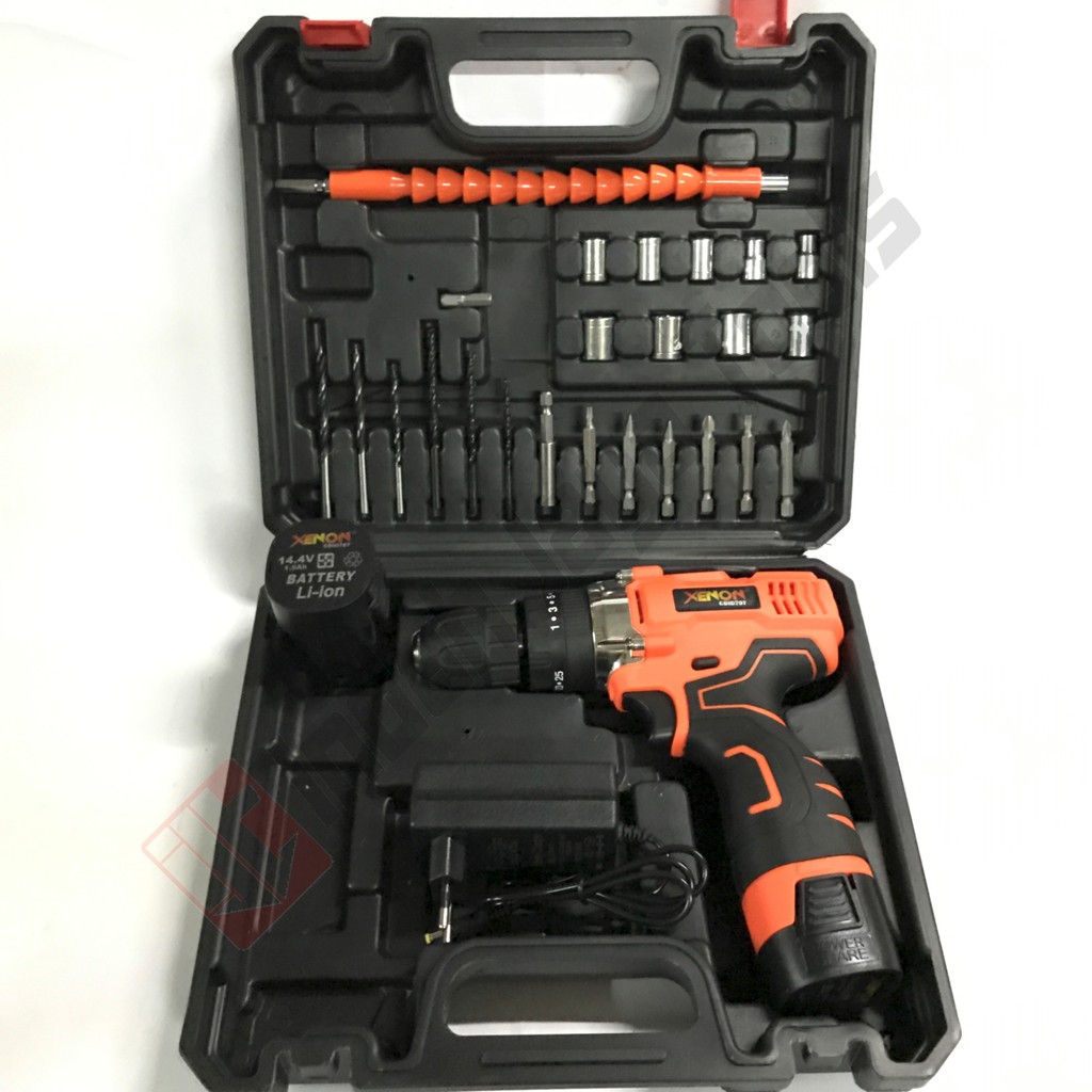 XENON CDID707 Cordless Bor Beton 18 V SET - Baterai Impact Drill Besi Kayu Mesin Bor Tembok Torque