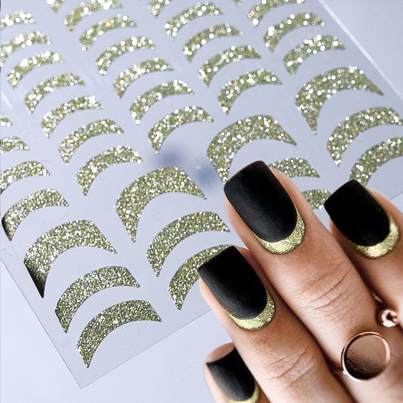 Stiker Kuku 3D Warna Emas Perak Untuk Dekorasi Nail Art