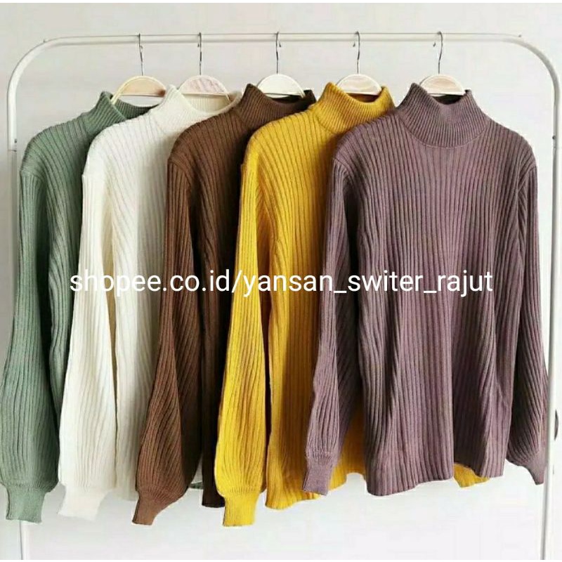 Aira Sweater Rajut tangan balon - Sweater Rajut Kekinian - Sweater Rajut Model terbaru - Cardigan Terkini - Sweater Cardigan Premium