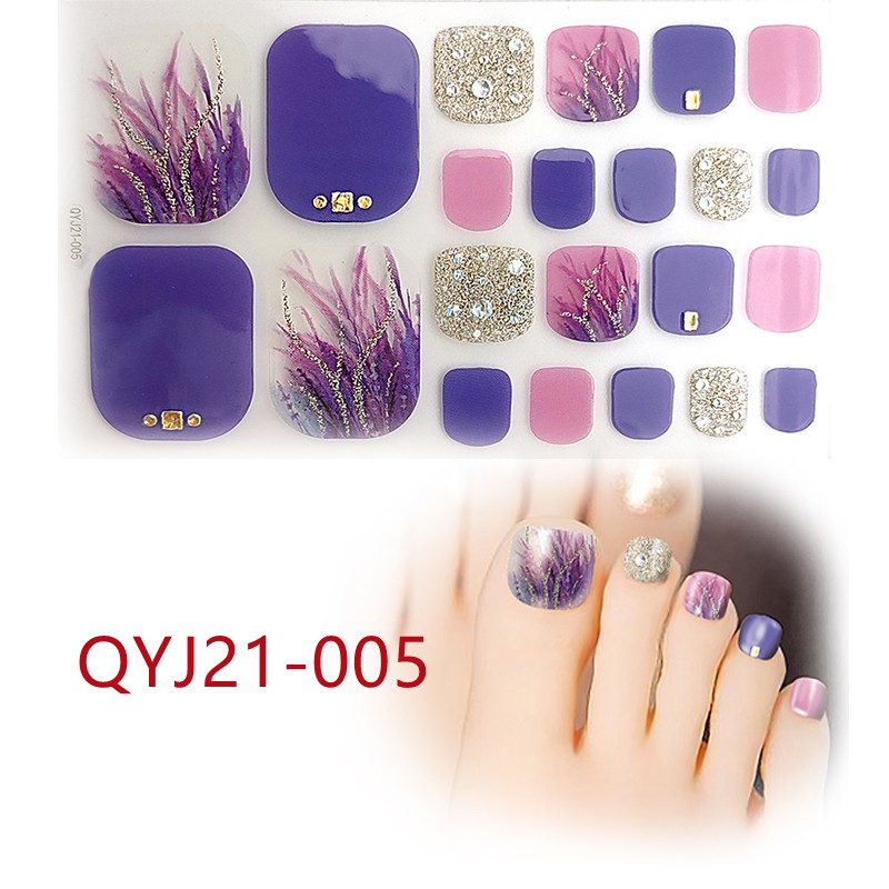 Qyj21-001 - 020 22pcs / Lembar Stiker Kuku Kaki 3d Diy Untuk Nail Art