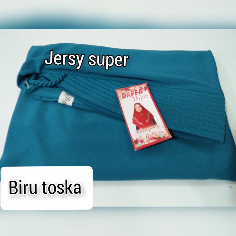 hijab jersey tali tambang/bergo jersey tali kepang/hijab jersey tali kepang/kerudung jersey tambang/hijab tali tambang polos variasi-Biru toska super