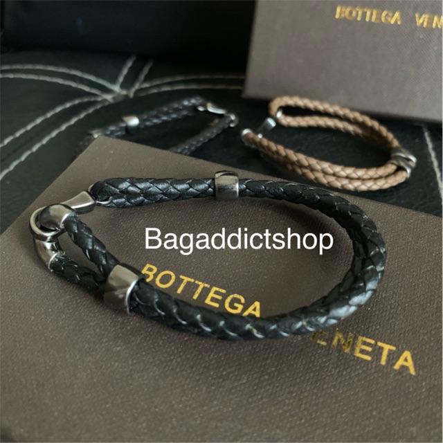 BagAddict Jual Gelang BOTTEG4 Bangle Dual Scrapes Black Mirror 11 Real leather VIP