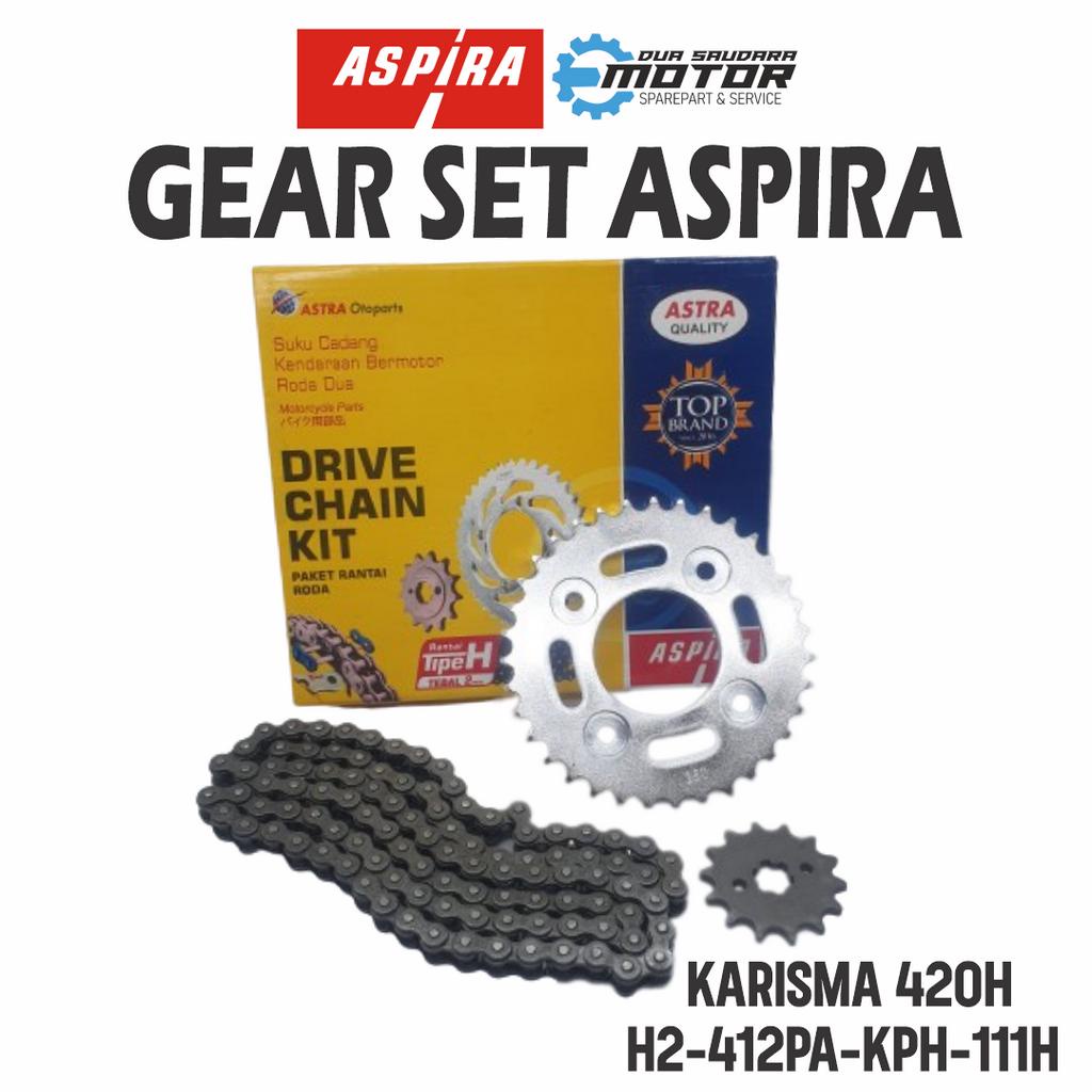 GEAR SET KARISMA 420H ASPIRA GEAR RANTAI RODA SET GEAR PAKET UNTUK MOTOR KARISMA