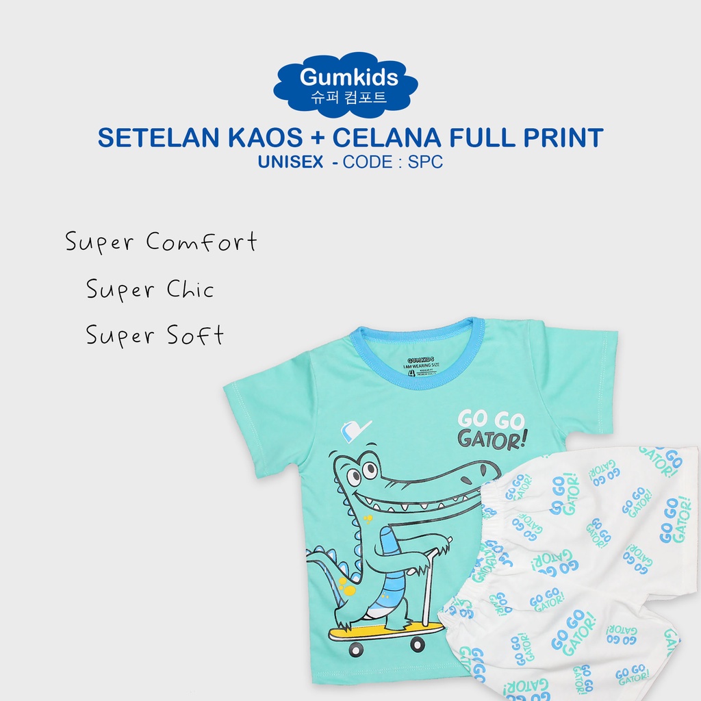 GUMKIDS SETELAN BAJU COWOK CEWEK KOMBINASI FULL PRINT / SET BAJU ANAK 1 - 8 TAHUN