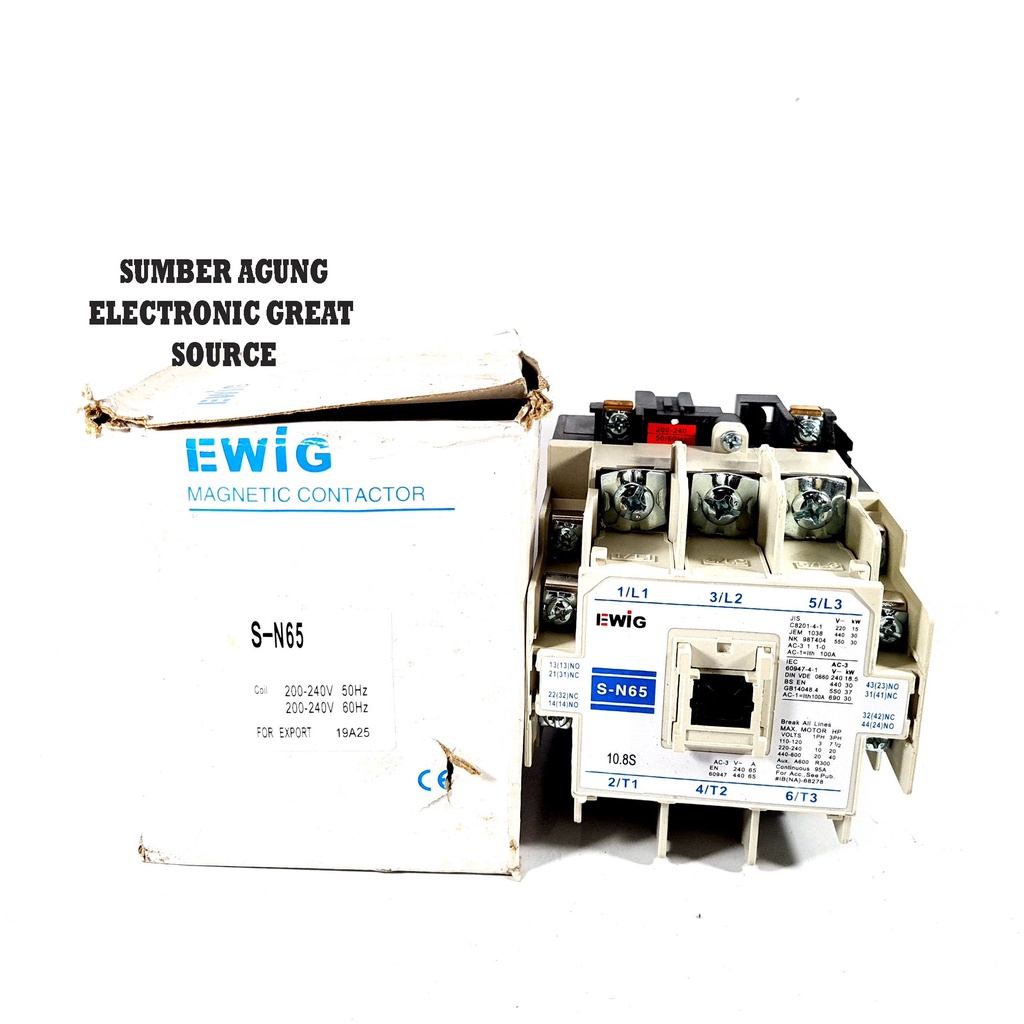 SN65 Ewig Kontaktor Panel Listrik 100A Daya Besar Magnetic Contactor AC