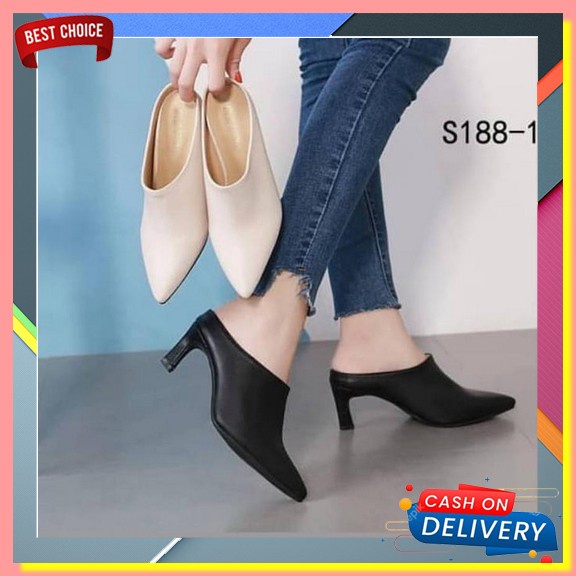Sepatu Hak Tahu Heels Sepatu Haihil Kerja Kantor Kekinian Wanita Pesta Kondangan Emory Mules Terbaru