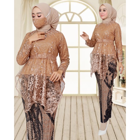 Setelan Kebaya Brokat Tille Premium Original Brand / Kebaya Pesta Dan Kondangan / Kebaya Wisuda / Ke