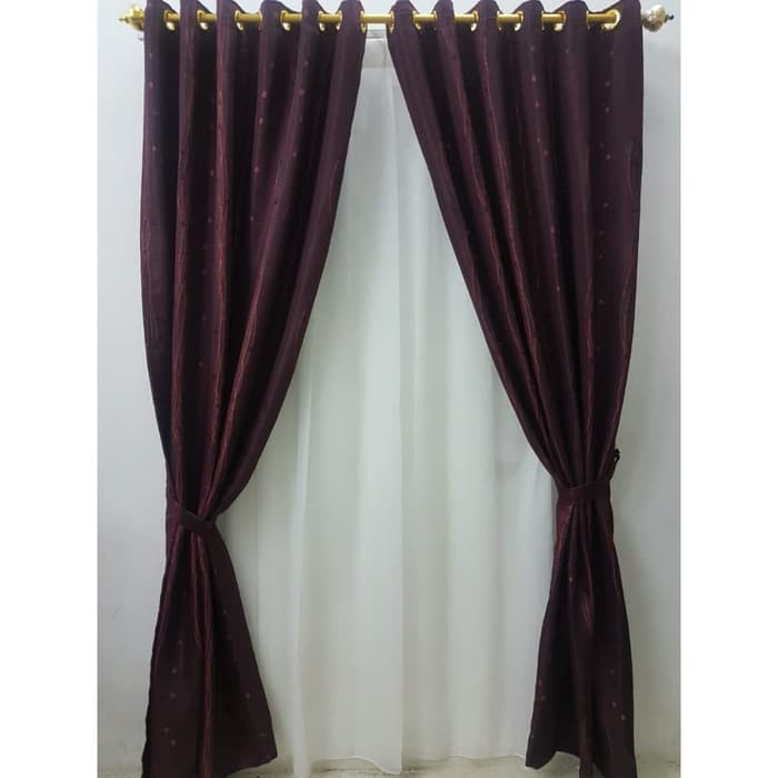 Promo Gorden jendela hordeng jacquard Bintik Merah Hati