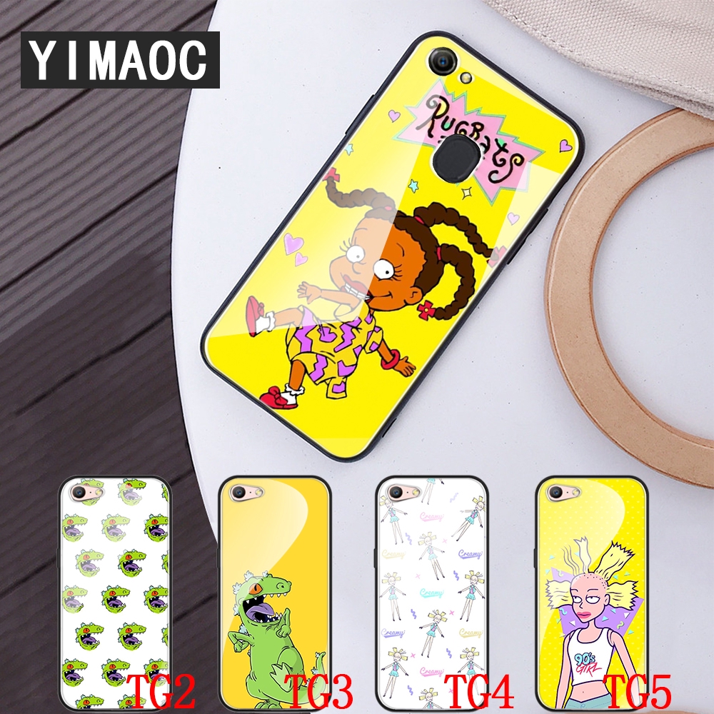 Casing Kaca Gambar Kartun Kucing Untuk Oppo A3S A5 A37 Neo