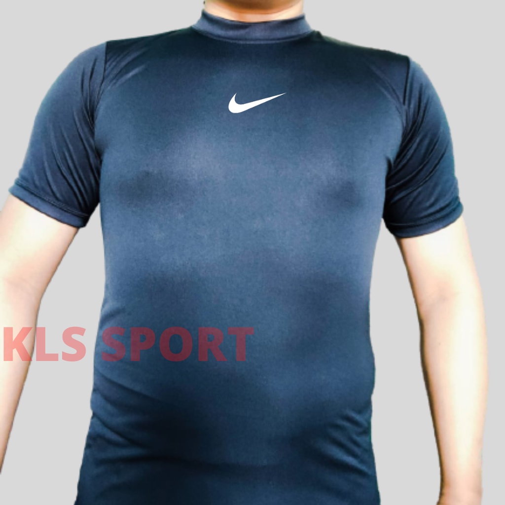 Baselayer Lengan Pendek Short Sleeve Hitam, Manset Pria, Baju Olahraga Futsal Basket Gym Sepakbola-4
