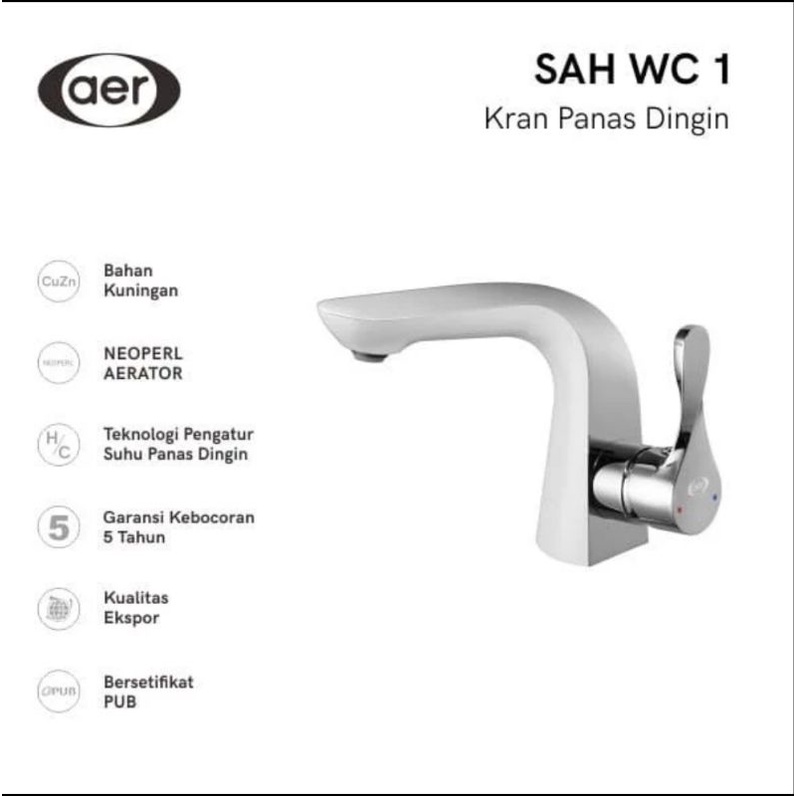 AER Kran Wastafel - Kran Air Panas Dingin Luxury Series SAH WC1