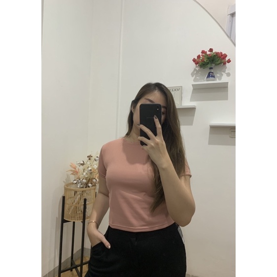 JOSHIN Na-Bi kaos oblong croptop | Atasan Crop Rib Knit