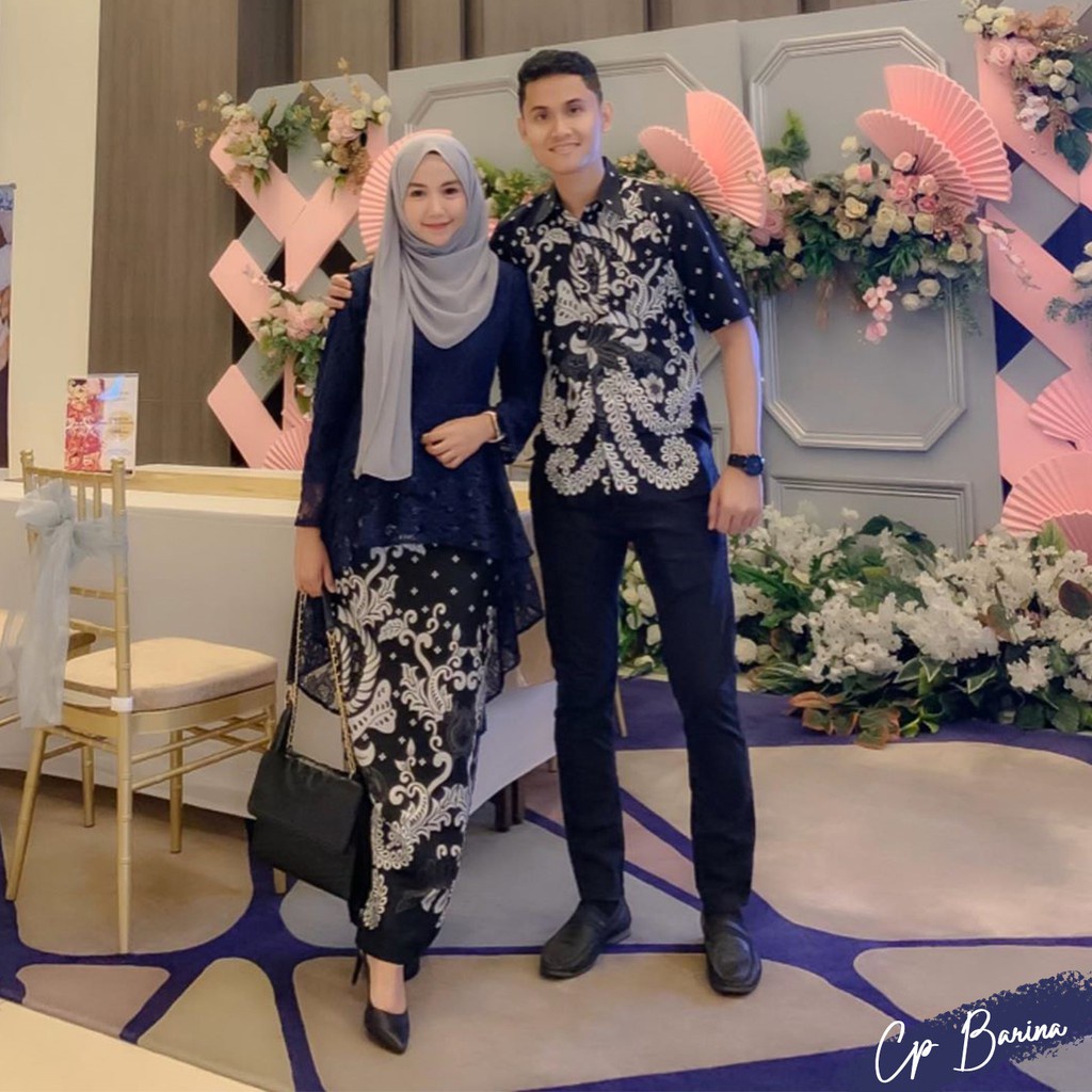 (ADA ANAK) Couple Batik Set Andara Pinguin Barina Gurita Brokat Modern Cewek Lengan Panjang